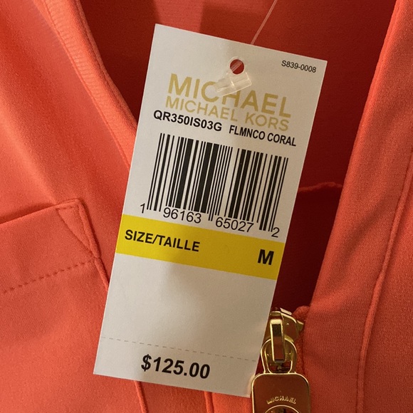 MICHAEL Michael Kors - Women’s Vneck Shirt with zip - Colour Coral - Size Medium - Picture 5 of 5